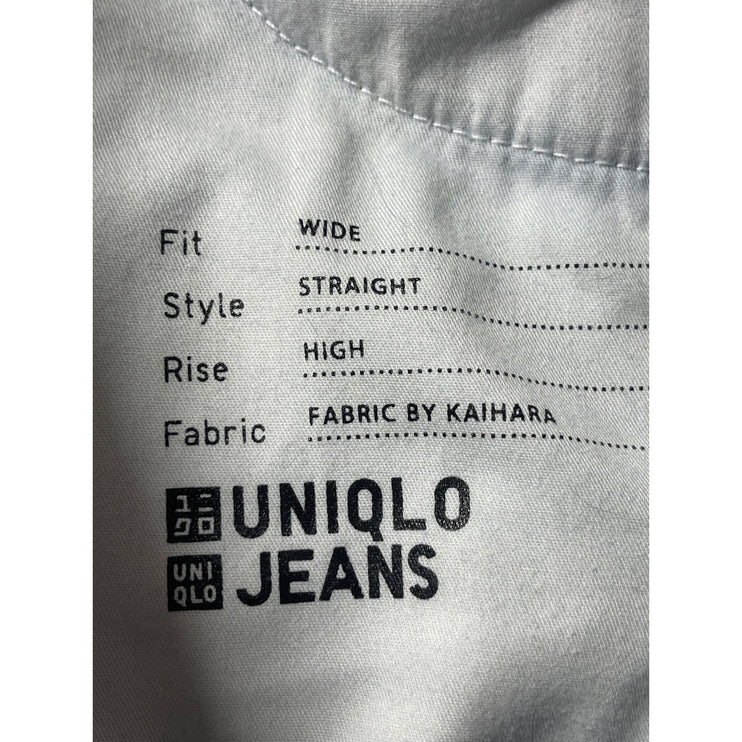 Uniqlo Women's Blue High Waisted Medium Wash Wide Straight Denim Jeans Size 22