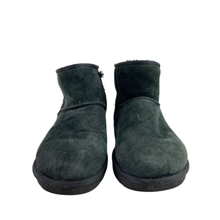 UGG Classic Mini Gray Suede Sheepskin Shearling Slip On Round Toe Ankle Boots 10