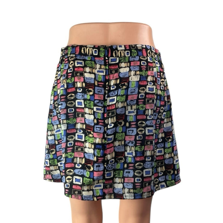 Sag Harbor Women's Multicolor Geometric Printed High Waist Mini A-Line Skirt L