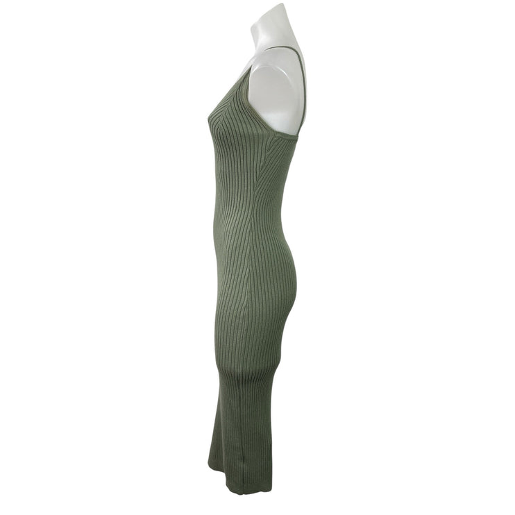 Princess Polly Olive Green Sleeveless Ribbed Knit Camisole Midi Bodycon Dress S