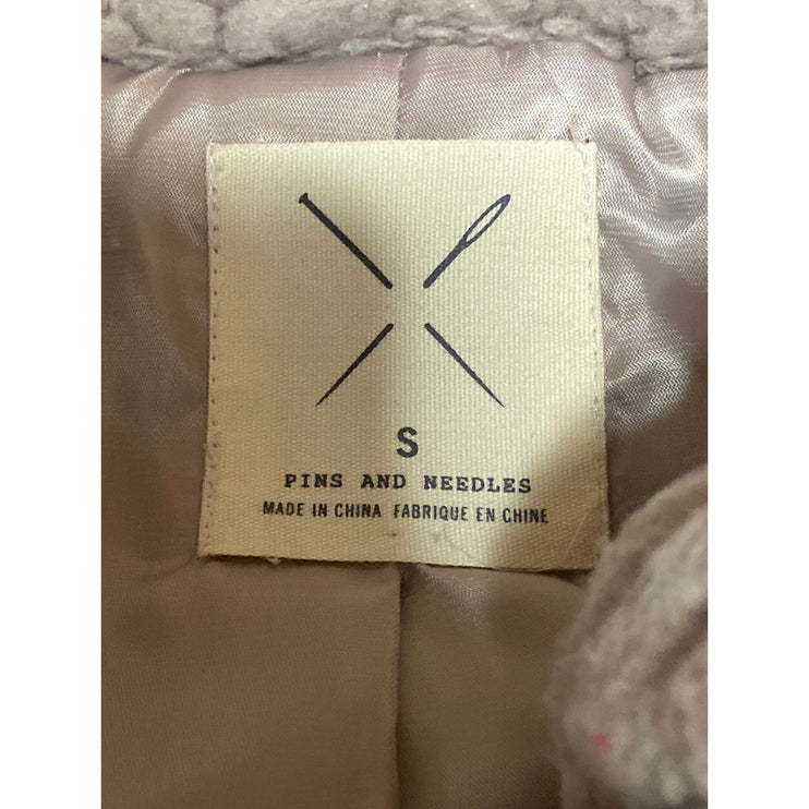 Pins & Needles Brown Tan Sherpa Fleece Teddy Full Zip Sweater Jacket Top Size S