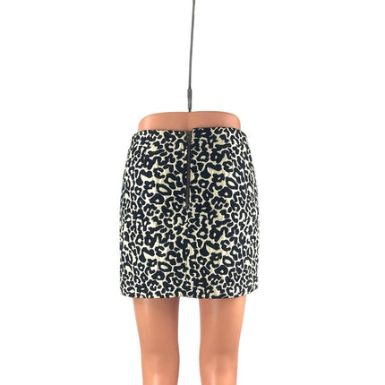 Kendall & Kylie Black Leopard Animal Print High Waist Pencil Mini Skirt Size XS
