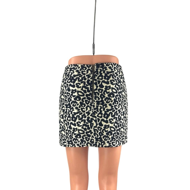 Kendall & Kylie Black Leopard Animal Print High Waist Pencil Mini Skirt Size XS
