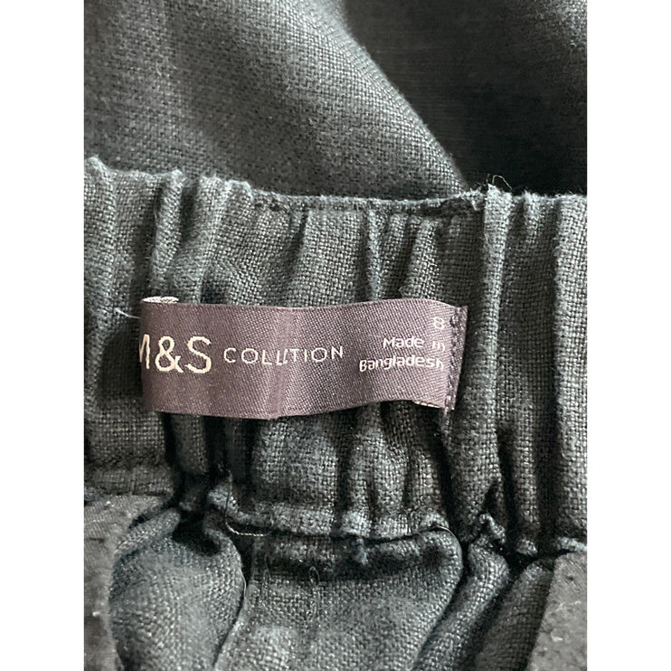 M&S Marks & Spencer Women's Black Pleated High Rise Casual Mini Shorts Size 4