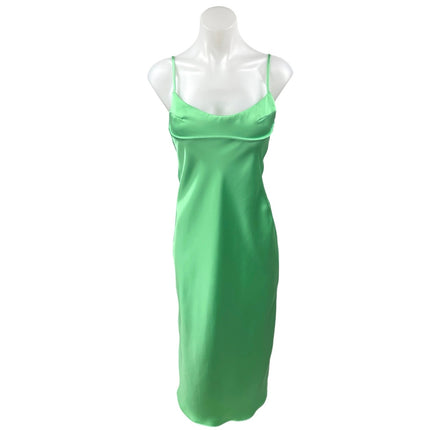 Zara Women's Green Silk Satin Sleeveless Cami Camisole Midi Slip Tank Dress XS