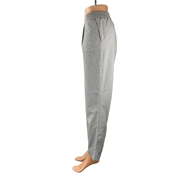 Pimkie Gray Wool Pleated High Rise Straight Wide Leg Trousers Dress Pants Size L