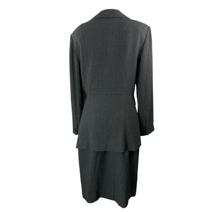 Tahari Women's Black Double Breasted Peacoat Pencil Skirt Two Piece Set Size 12