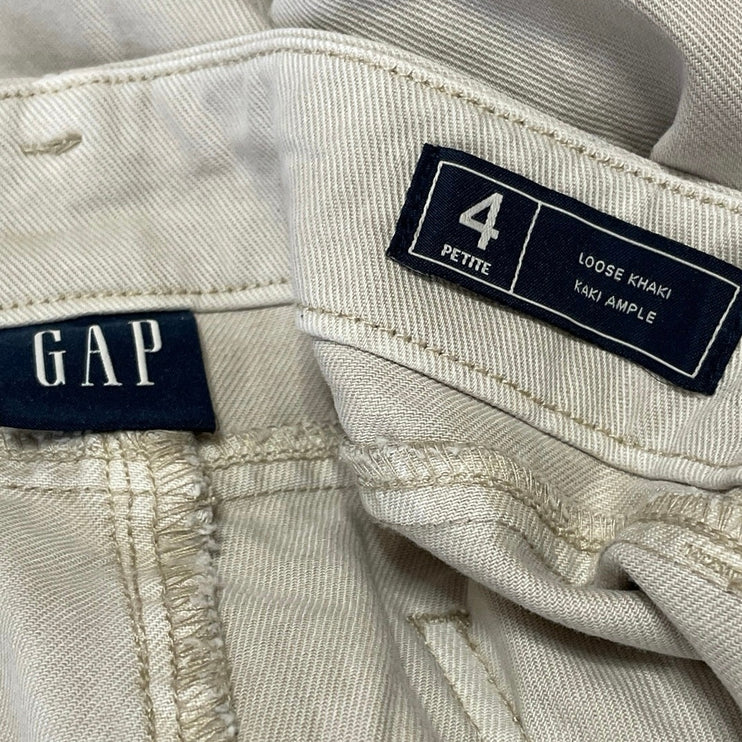 GAP Women's Beige High Rise Casual Relaxed Straight Chino Khaki Trouser Pants 4P