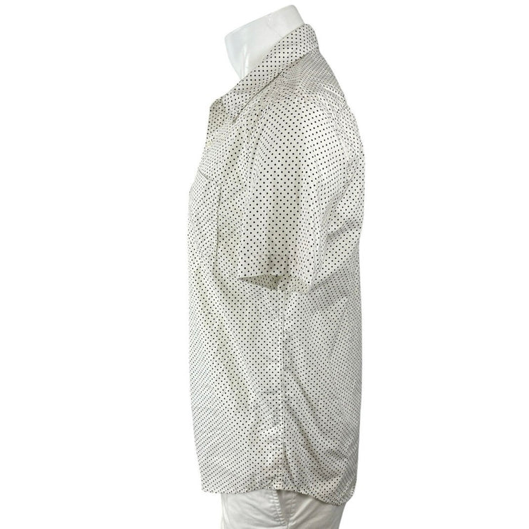 Levi's Men's White Black Polka Dots Short Sleeve Pocket Button Down Shirt Top M