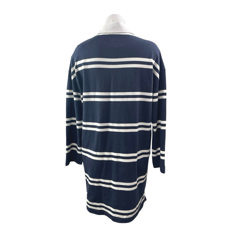 NEW Abercrombie & Fitch Blue Striped Collared Long Sleeve Polo Sweater Dress M