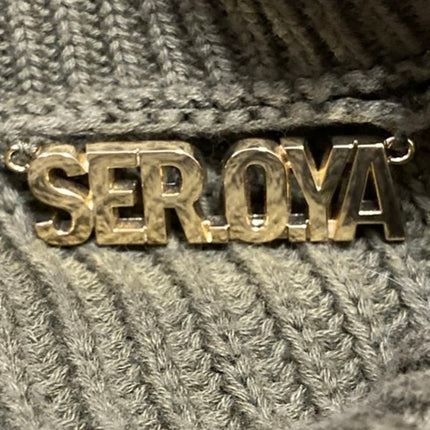 Ser.O.Ya Mens Army Green Distressed Crewneck Long Sleeve Pocket Sweater Top Sz L