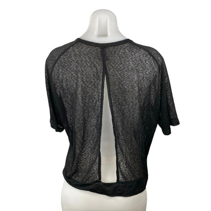 Varley Women's Black V-neck Short Sleeve Relaxed Fit Sheer Coverup Blouse Top S