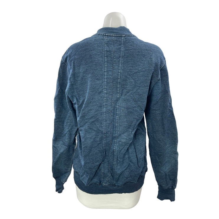 Essentiel Antwerp Women's Blue Zip Up Long Sleeve Pocket Bomber Coat Jacket Sz M