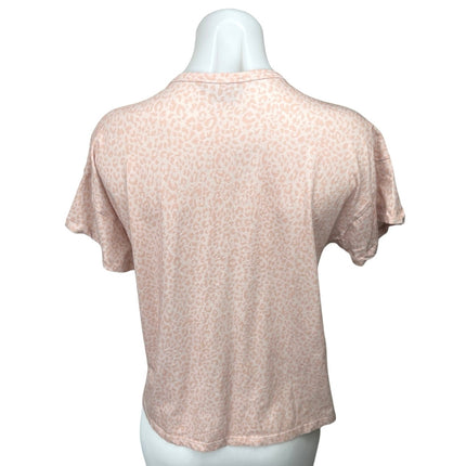Hatch Pink Leopard Animal Print Casual Short Sleeve T Shirt Tee Top Size 0