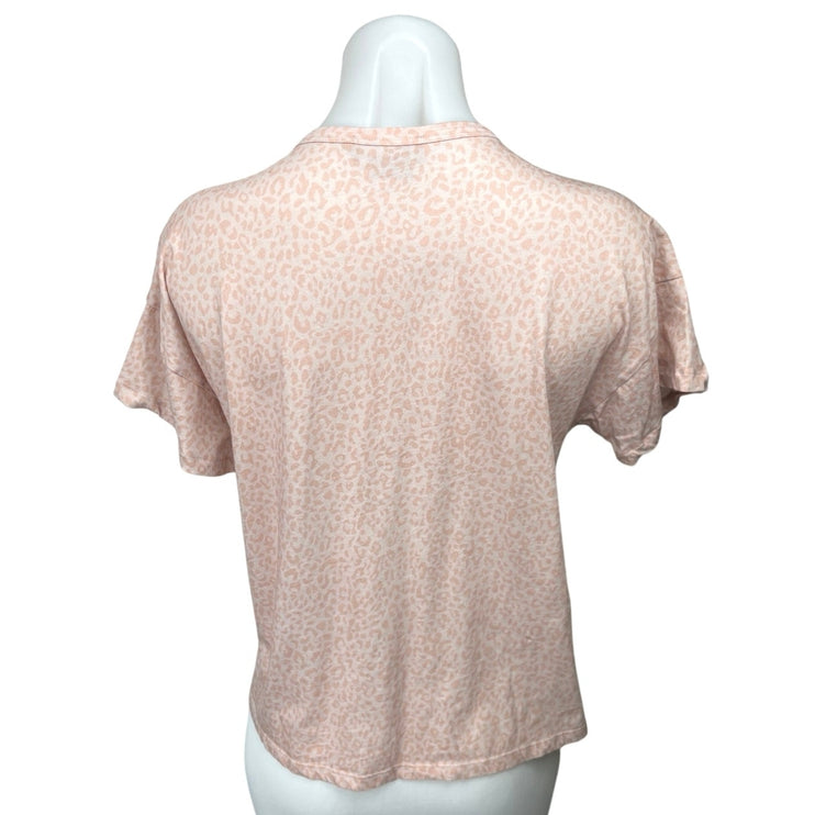 Hatch Pink Leopard Animal Print Casual Short Sleeve T Shirt Tee Top Size 0