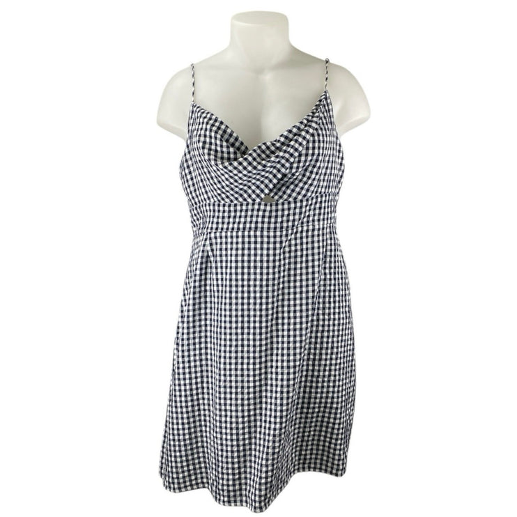 LOFT Womens Black White Checkered Sleeveless Cami Camisole Mini A-line Dress 18