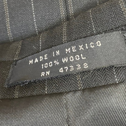 S&K Men's Black 100% Wool Pinstriped Long Sleeve Blazer Coat Suit Jacket Size 46