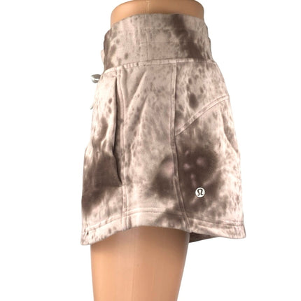 Lululemon Inner Glow Women's Brown Pink Marble Tie Dye Athletic Shorts Size 6