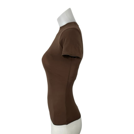 SKIMS Fits Everybody Women's Brown Short Sleeve Bodycon Baby Tee T-Shirt Top XS