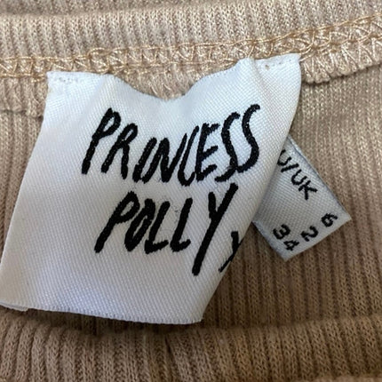 Princess Polly Brown Strapless Sleeveless Ruched Tie Ribbed Tube Tank Top Size 2
