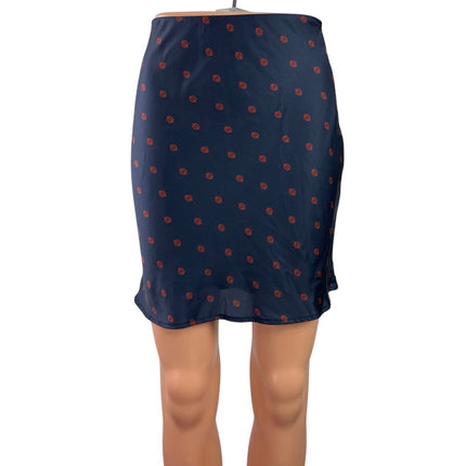 Urban Outfitters Navy Blue High Waisted Flare Pencil Mini Slip Skirt Size XS