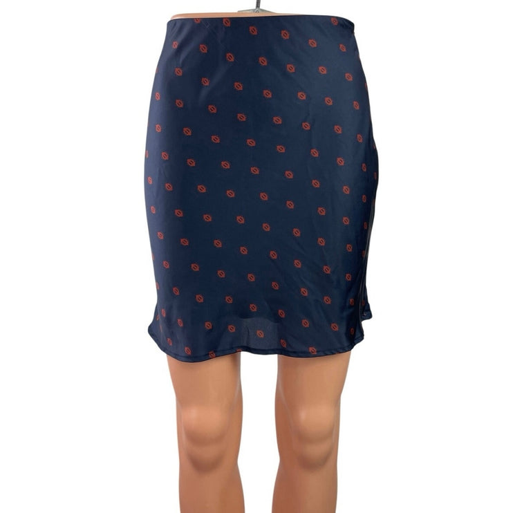 Urban Outfitters Navy Blue High Waisted Flare Pencil Mini Slip Skirt Size XS