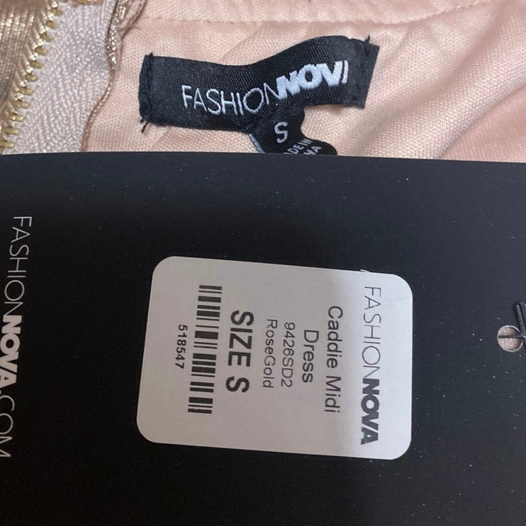 NEW Fashion Nova Caddie Rose Gold Sleeveless Cami Tank Mini Bodycon Dress Size S