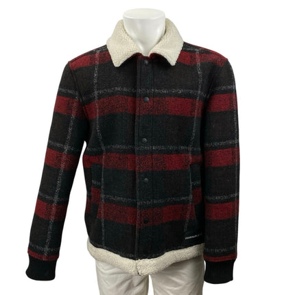 Calvin Klein Jeans Men's Plaid Fleece-Lined Snap Long Sleeve Chore Jacket Size M