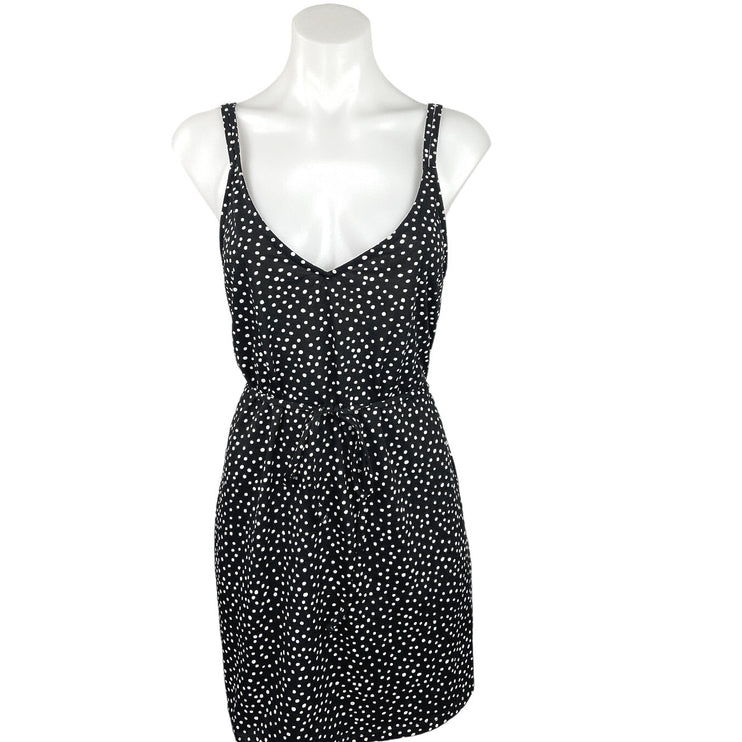 Zara Black White Polka Dots Scoop Neck Sleeveless Mini Blouson Dress Size S