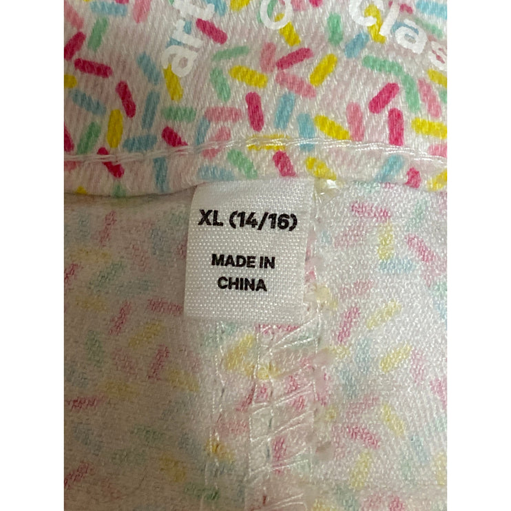 Art Class Kids Girls Multicolor Sprinkles Shortalls Overalls Romper Shorts Sz XL