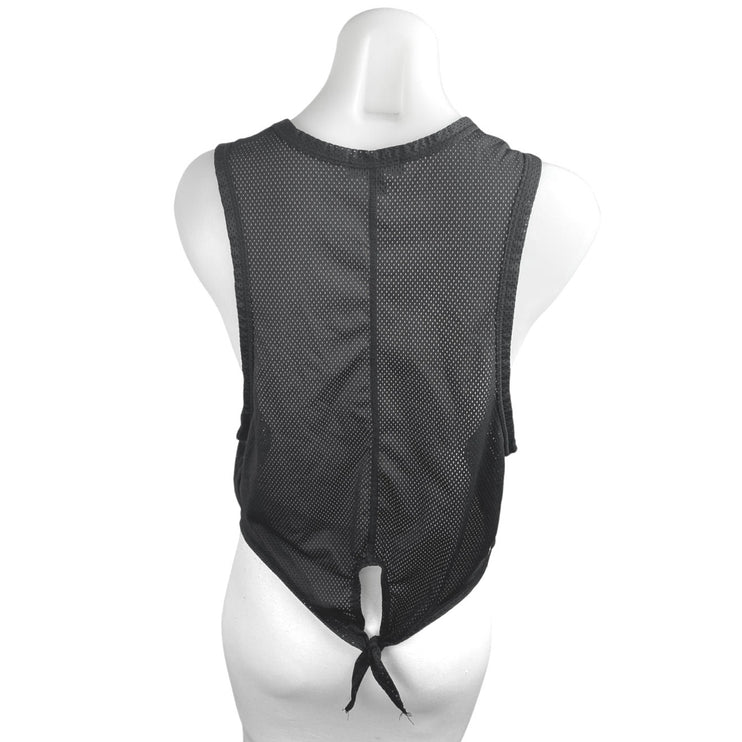 Alala Black Mesh Sheer Sleeveless Tie Back Muscle Tee Athletic Tank Top Size M