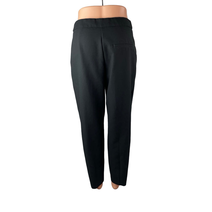 Zara Womens Black High Waisted Pintuck Straight Leg Trousers Dress Pants Size M