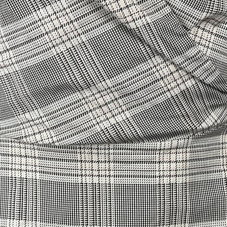 Uterque Tartan Plaid Check Ruched Long Sleeve Tie Back Wrap Peplum Blouse Top M