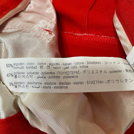 Zara Women's Red Button High Rise Pull On Slim Straight Trousers Pants Size M