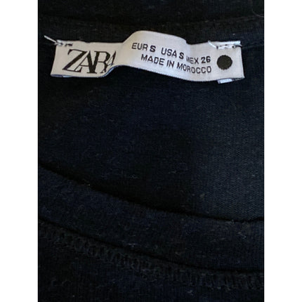 Zara Women's Black Short Sleeve Loose Oversized Boxy Peplum Blouse Top Size S