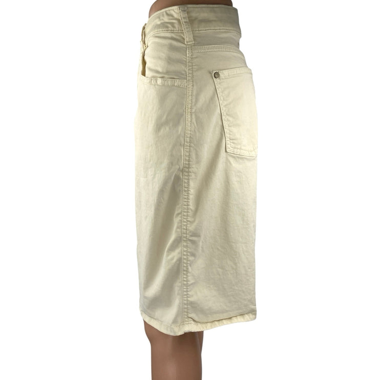 Pilcro Women's Cream White High Waist Straight Leg Chino Khaki Bermida Shorts 25