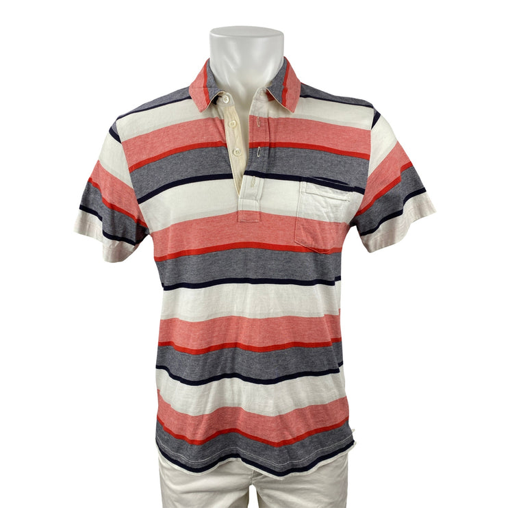 Billy Reid Mens Multicolor Striped Short Sleeve Golf Colorblock Polo Shirt Top L