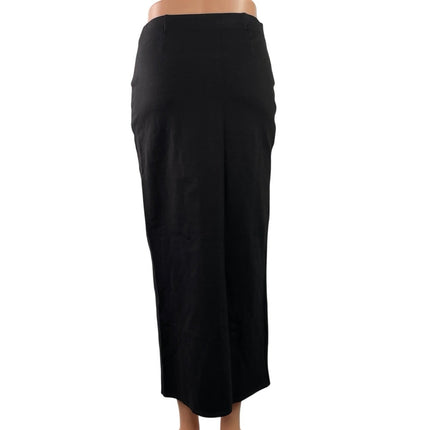 MNG Mango Black High Waisted Front Slit Midi Maxi Straight Pencil Skirt Size S