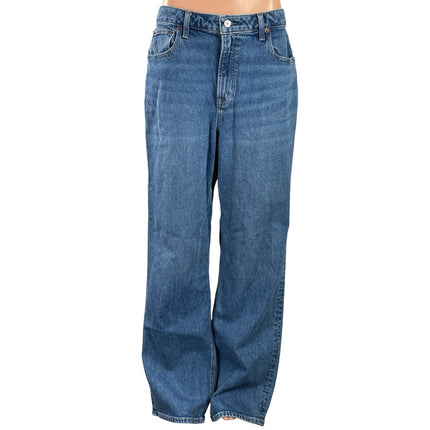 Abercrombie & Fitch 90's Relaxed Blue High Waist Baggy Wide Leg Demin Jeans 31
