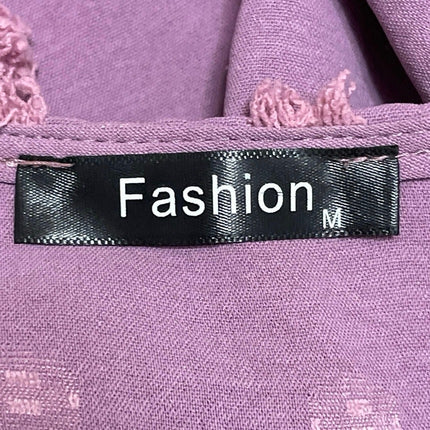 Fashion Women's Purple Short Flutter Sleeve V Neck Swiss Dot Maxi Dress Size M
