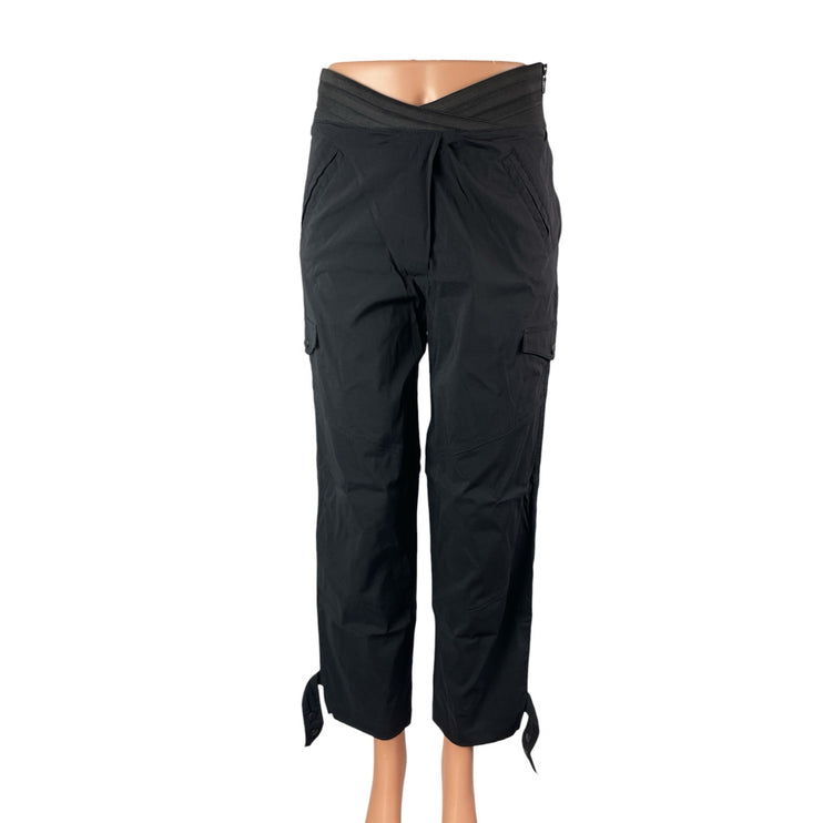 RTA Women's Black High Waisted Cargo Zip Tapered Jogger Trousers Pants Size 25
