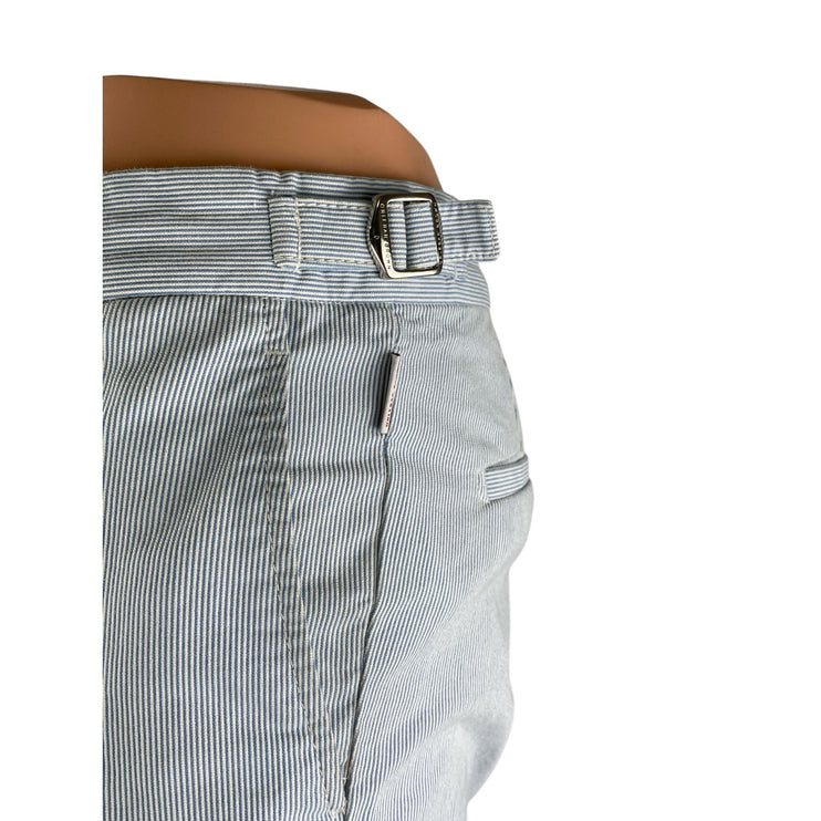 Orlebar Brown Men's White Striped High Rise Slim Straight Chino Trouser Pants 30