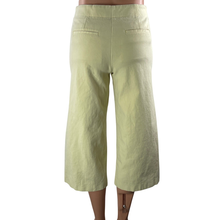 Ann Taylor Womens Green High Rise Wide Leg Baggy Cropped Trousers Pants Size 00P