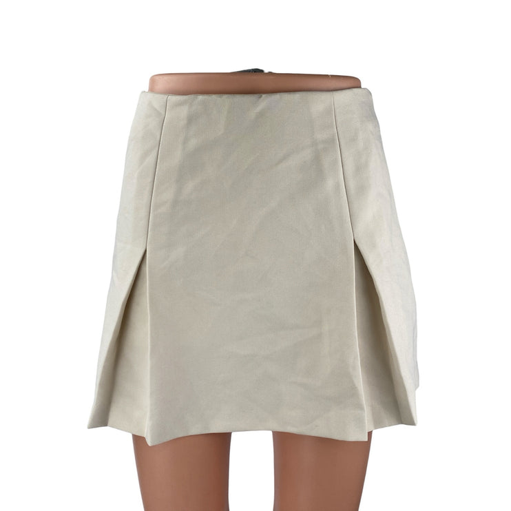 Elodie Beige Pleated High Rise Sports Golf Mini Flare A-Line Skort Skirt Size XS