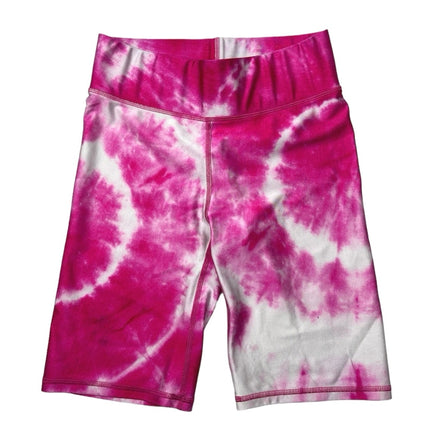 Terez Pink White Tie Dye Mid Rise Pull On Stretch Yoga Athletic Bike Short Sz S