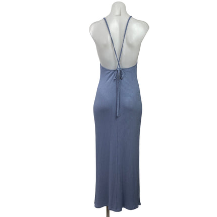 Reformation Brant Ribbed Knit Sleeveless V Neck Cross Back Bodycon Midi Dress M