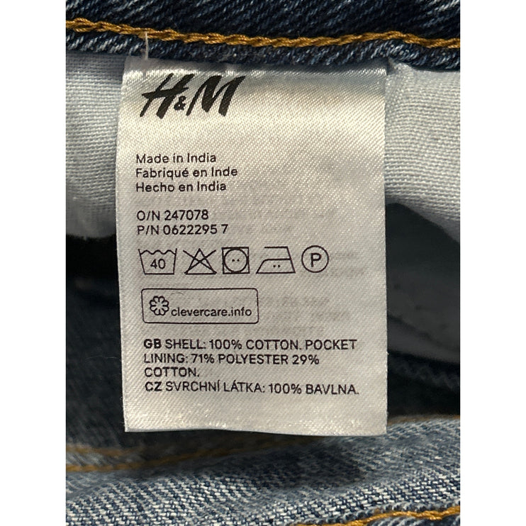 H&M Women's Blue High Waist Frayed Raw Hem Mini Denim Jeans Pencil Skirt Size 4