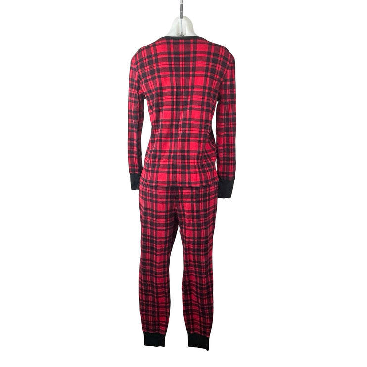 Victoria's Secret Red Plaid Knit Long Sleeve Jogger Pant Sleepwear Pajamas Set M