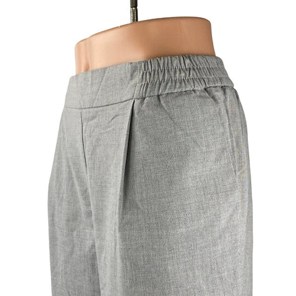 Pimkie Gray Wool Pleated High Rise Straight Wide Leg Trousers Dress Pants Size L