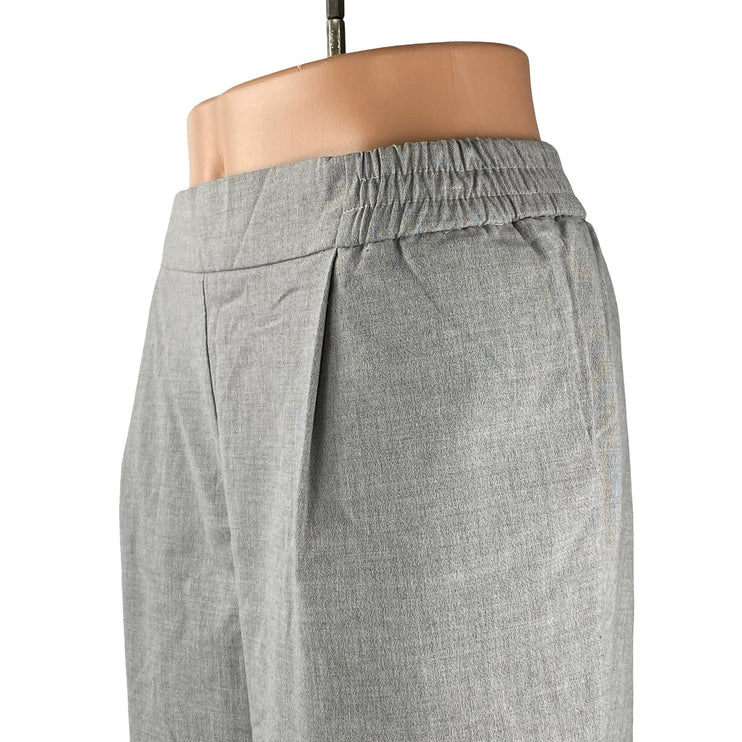 Pimkie Gray Wool Pleated High Rise Straight Wide Leg Trousers Dress Pants Size L